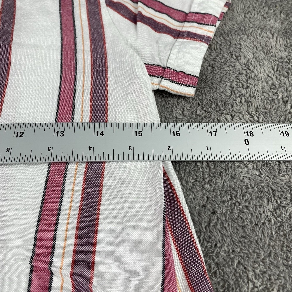 LOFT Linen Shift Dress Button Down Tie Belt Womens 2P Petite Striped White Pink - Picture 7 of 13
